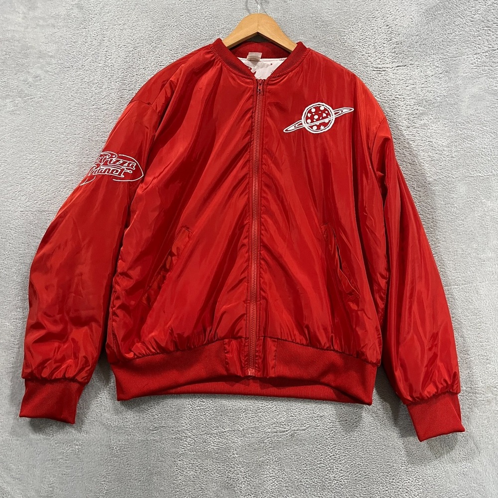 Disney Pixar Toy Story Pizza Planet Jacket Men Large Red Bomber Spirit Halloween